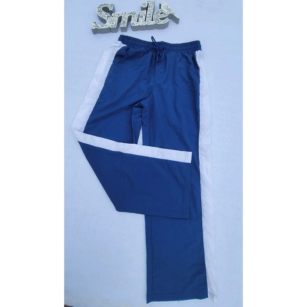 no comment Elastic Waist Stripe men's track pants‎ Blue And White Size M